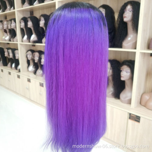 Straight Lace Frontal Wig 1B Purple 350 Red Green Brazilian Human Hair Lace Closure Front Wigs
